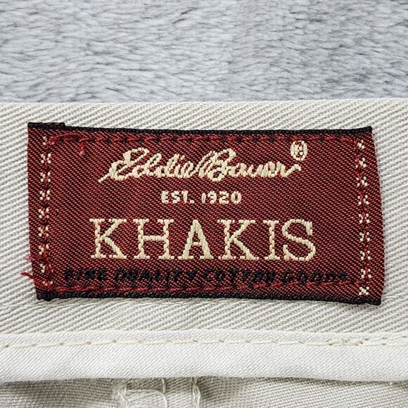 Vintage Eddie Bauer Pants Womens 14 Tan Khaki Comfort Waist High Rise Tapered - Picture 6 of 16